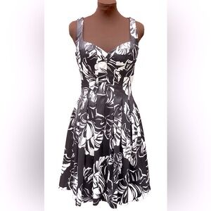 Satin Floral Pleated Dress